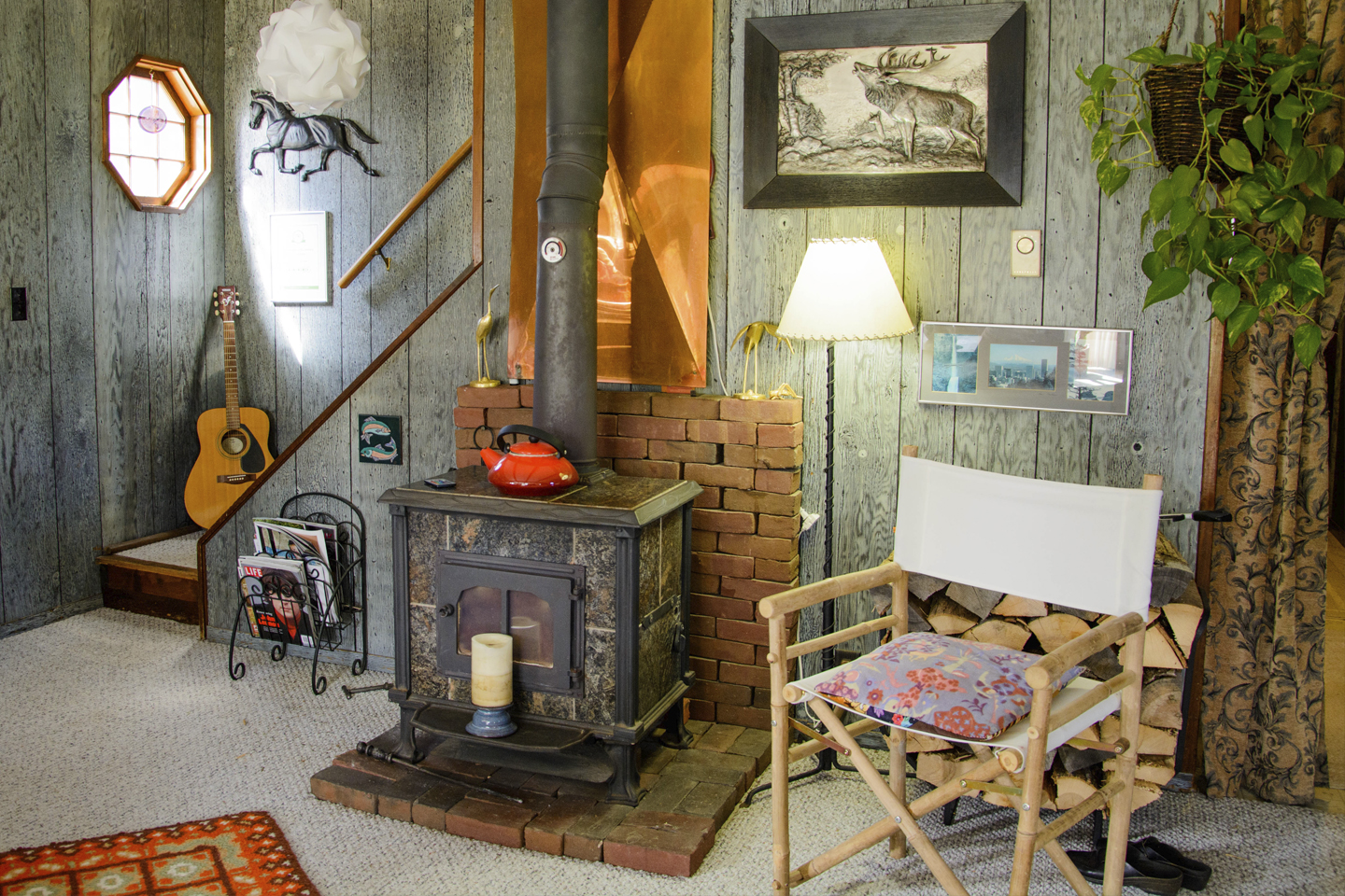 The Great Room's wood stove